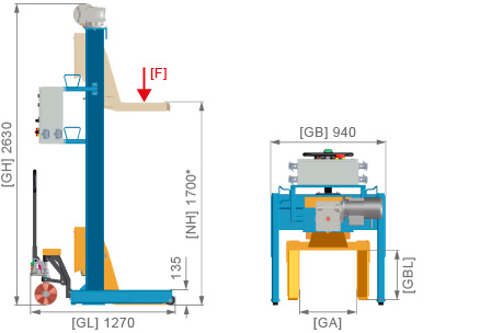 mobile column lift RG 2 C400 dimensions