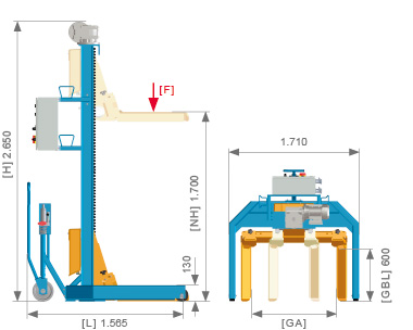 Column Lift RG 6,5 VG AG Dimensions