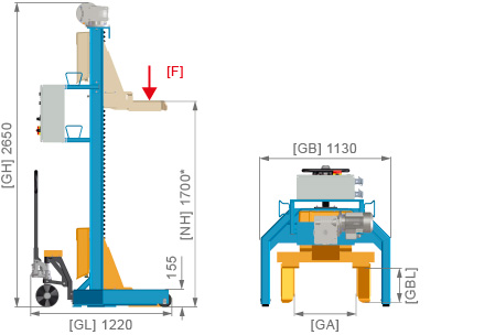 Column Lift RG 7,5 VG Dimensions